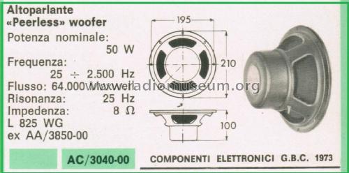 Woofer Loudspeaker L 825 WG; Peerless Fabrikkerne (ID = 3109977) Speaker-P