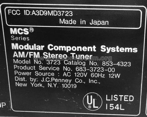 MCS Series AM/FM Stereo Tuner 3723 Catalog No.: 853-4323; JCPenney, Penney's, (ID = 1638609) Radio