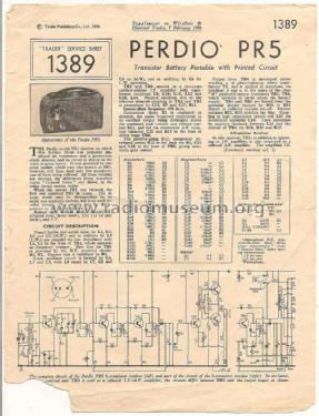 All Transistor PR5 de Luxe; Perdio Electronics (ID = 1476628) Radio