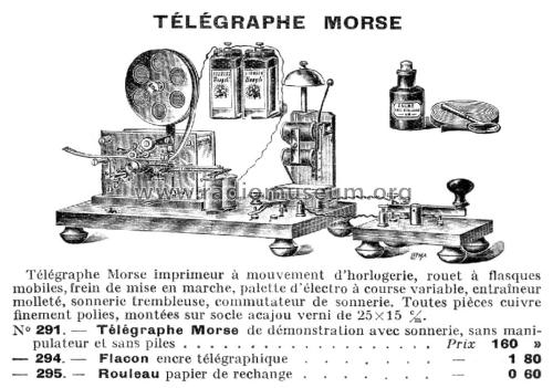 Télégraphe Morse de démonstration No. 290, 291; Péricaud, G. et A. P (ID = 2083073) Morse+TTY