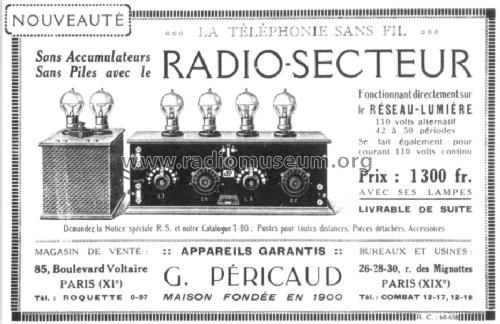 Radio-Secteur No. 1107, Modèle A; Péricaud, G. et A. P (ID = 979383) Radio