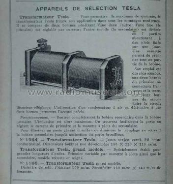 Transformateur Tesla, grand modèle - loose coupler No. 1150; Péricaud, G. et A. P (ID = 1674860) mod-pre26