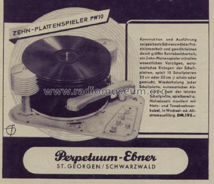 10-Plattenspieler-Chassis Automat PW10-19; Perpetuum-Ebner PE; (ID = 449708) Enrég.-R