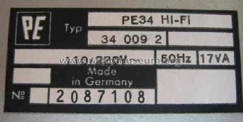 PE34 HiFi; Perpetuum-Ebner PE; (ID = 601525) Ton-Bild