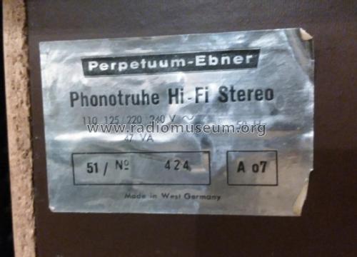 Phonotruhe Hi-Fi Stereo ; Perpetuum-Ebner PE; (ID = 2584524) Enrég.-R