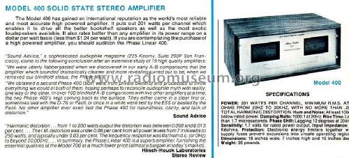 Direct Coupled Solid State Amplifier 400; Phase Linear; (ID = 592168) Ampl/Mixer