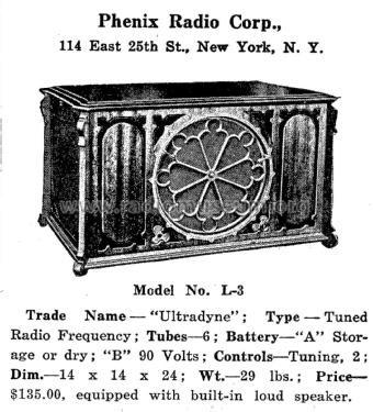 Ultradyne L3; Phenix Radio Corp.; (ID = 1952006) Radio