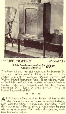 112 Highboy; Philco, Philadelphia (ID = 1495678) Radio