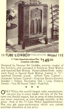 112 Lowboy; Philco, Philadelphia (ID = 1495707) Radio