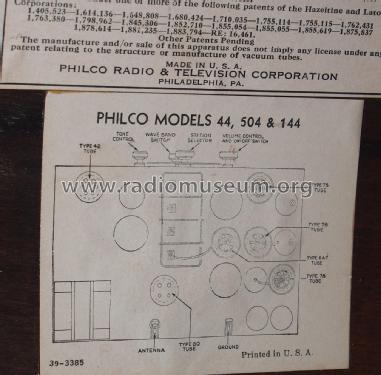 144B ; Philco, Philadelphia (ID = 2245031) Radio