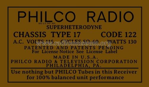 17B ; Philco, Philadelphia (ID = 2837775) Radio