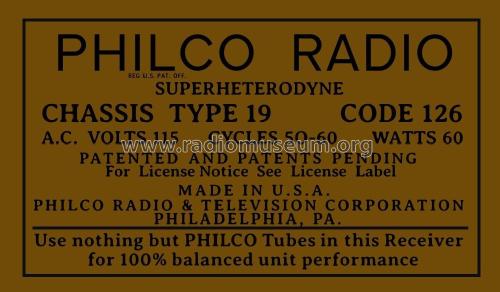 19B ; Philco, Philadelphia (ID = 2837807) Radio