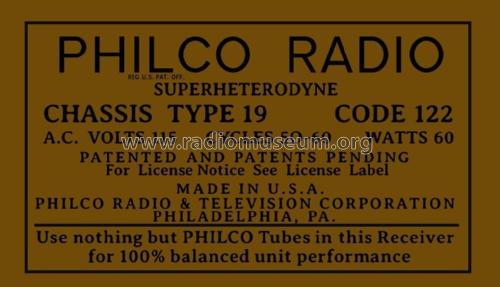 19LZ ; Philco, Philadelphia (ID = 2837814) Radio