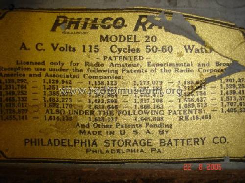 20 Baby Grand; Philco, Philadelphia (ID = 134614) Radio