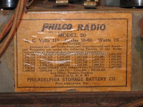 20A Baby Grand; Philco, Philadelphia (ID = 880834) Radio