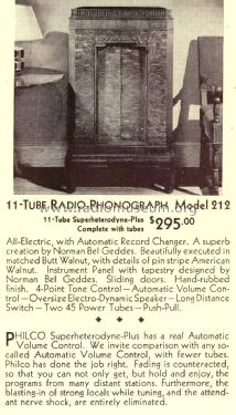 212 Radio-Phonograph; Philco, Philadelphia (ID = 1495735) Radio