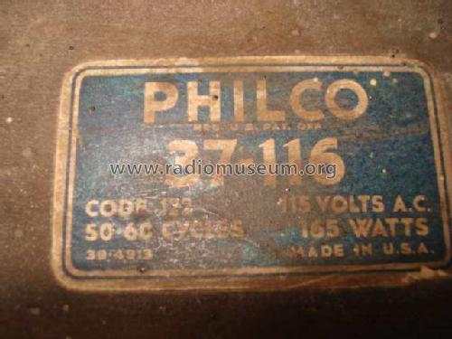 37-116X De Luxe; Philco, Philadelphia (ID = 470665) Radio