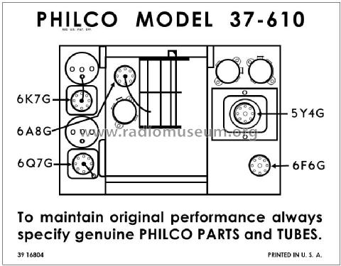 37-610B ; Philco, Philadelphia (ID = 2928012) Radio