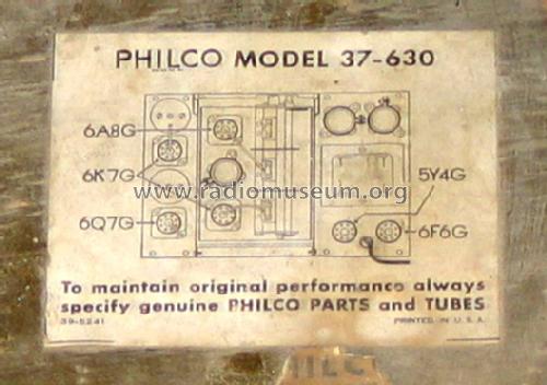 37-630T ; Philco, Philadelphia (ID = 283259) Radio