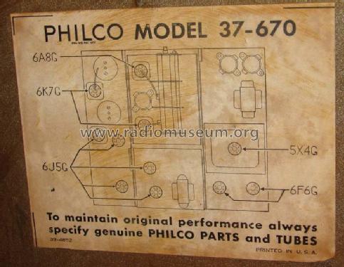 37-670X ; Philco, Philadelphia (ID = 503465) Radio