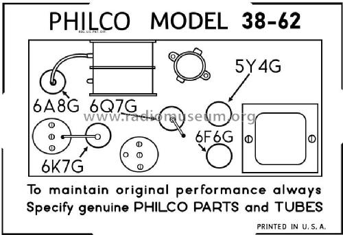 38-62F ; Philco, Philadelphia (ID = 2788968) Radio