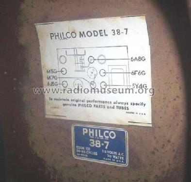 38-7T ; Philco, Philadelphia (ID = 241093) Radio