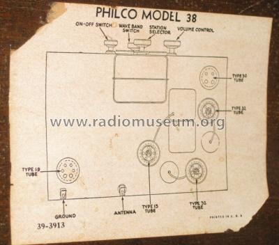 38B ; Philco, Philadelphia (ID = 697492) Radio