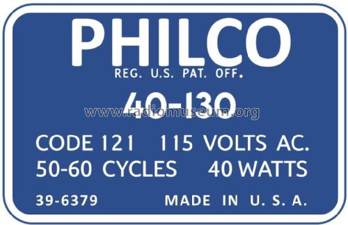 40-130T ; Philco, Philadelphia (ID = 2787516) Radio