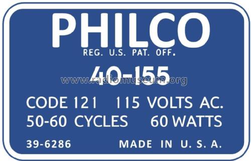 40-155T ; Philco, Philadelphia (ID = 2787513) Radio