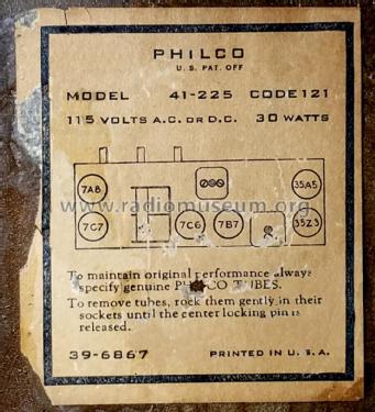 41-225C ; Philco, Philadelphia (ID = 2366610) Radio