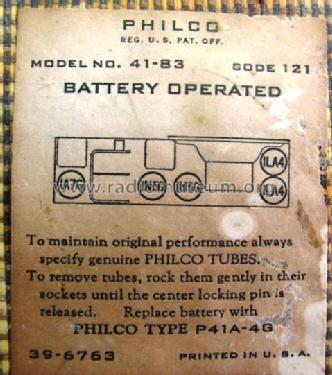 41-83T ; Philco, Philadelphia (ID = 143998) Radio