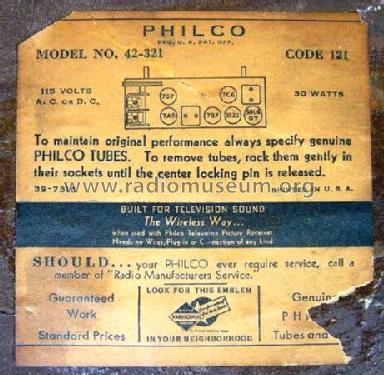 42-321T ; Philco, Philadelphia (ID = 138098) Radio