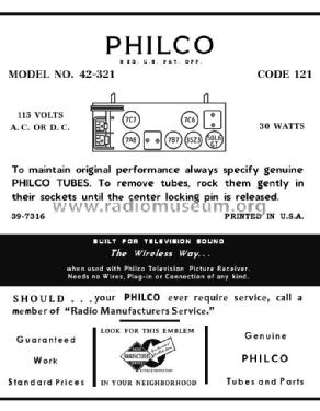 42-321T ; Philco, Philadelphia (ID = 2981528) Radio