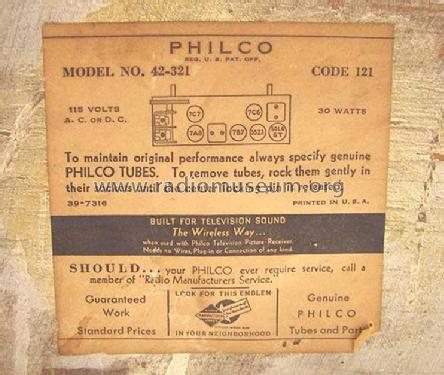 42-321TI ; Philco, Philadelphia (ID = 661589) Radio