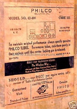 42-400X ; Philco, Philadelphia (ID = 478391) Radio