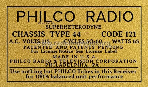 44H ; Philco, Philadelphia (ID = 2837817) Radio