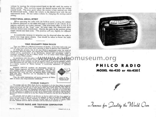 46-420 Code 121; Philco, Philadelphia (ID = 2565669) Radio