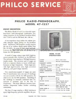 47-1227FM Radio-Phonograph; Philco, Philadelphia (ID = 1704226) Radio