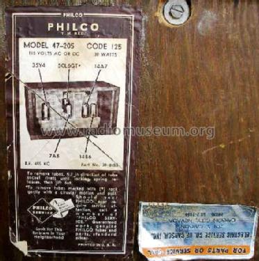 47-205 ; Philco, Philadelphia (ID = 148436) Radio