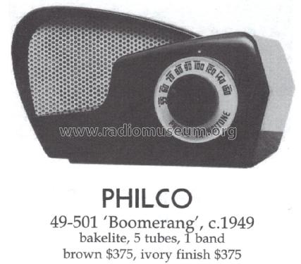 49-501 Boomerang; Philco, Philadelphia (ID = 1459092) Radio