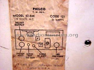 52-544 ; Philco, Philadelphia (ID = 104628) Radio