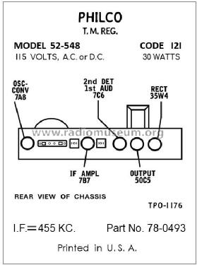 52-548 ; Philco, Philadelphia (ID = 2992867) Radio