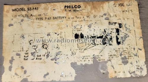 52-641 Code 121; Philco, Philadelphia (ID = 3084309) Radio