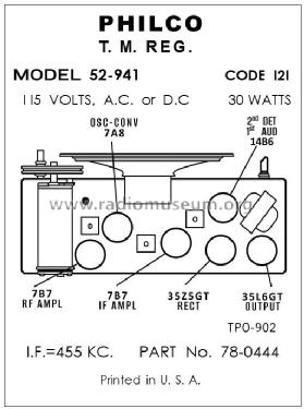 52-941 ; Philco, Philadelphia (ID = 2959212) Radio