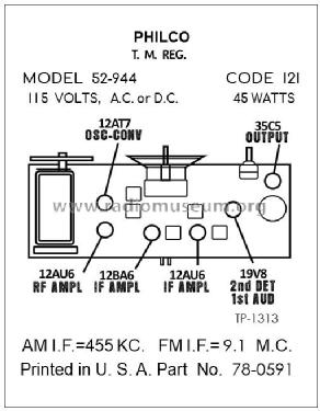 52-944 ; Philco, Philadelphia (ID = 2928014) Radio