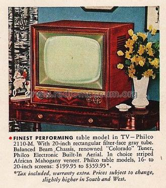 52-T2110-M ; Philco, Philadelphia (ID = 1606111) Television