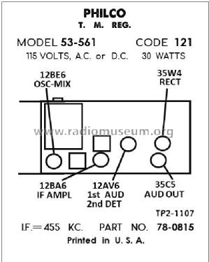 53-561 ; Philco, Philadelphia (ID = 2952833) Radio