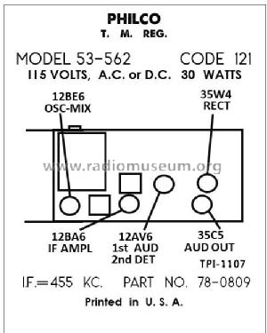 53-562 ; Philco, Philadelphia (ID = 2916156) Radio