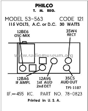 53-563 ; Philco, Philadelphia (ID = 2974545) Radio