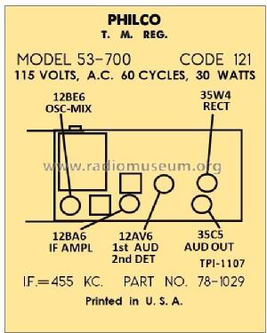 53-700 ; Philco, Philadelphia (ID = 2844631) Radio